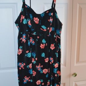 Torrid Black & Floral Spaghetti Strap Dress